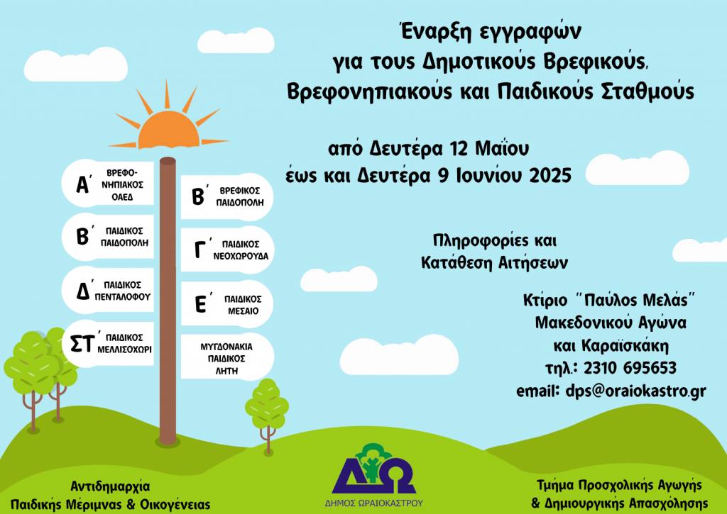 eggrafes 2025 vrefonipiakoi oraiokastro